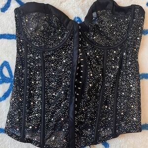 Rhinestone strapless corset